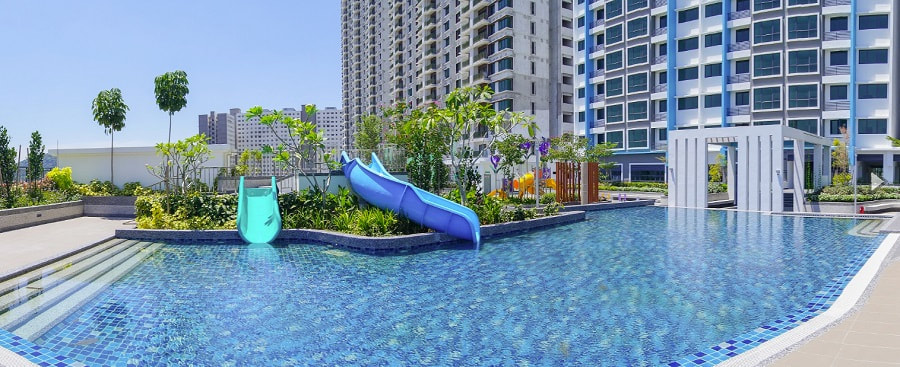 Landscaping and swimming pool