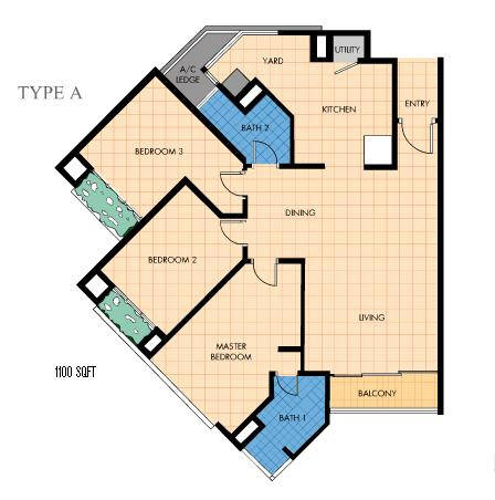 Type A floor plan and unit layout