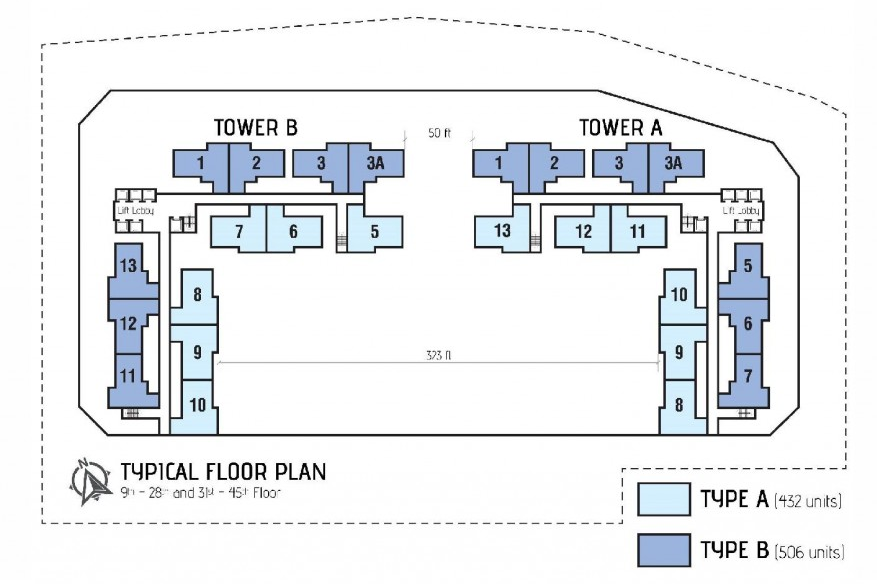 Typical floor plan and unit layout