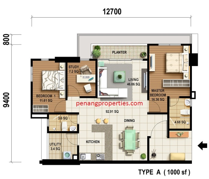 Type A floor plan layout