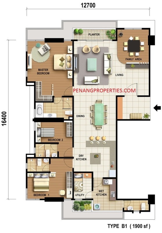 Type B1 floor plan and layout