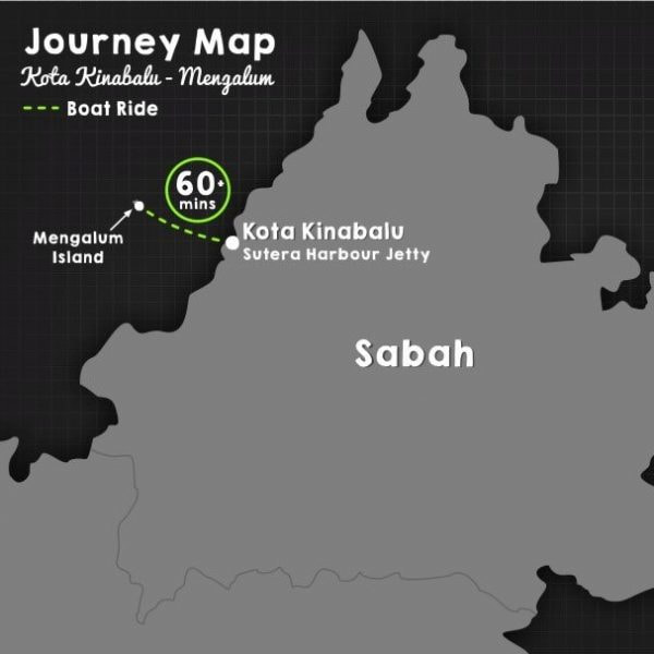 Distance from Kota Kinabalu to Pulau Mengalum Island