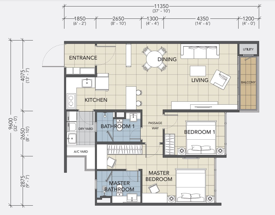 Q1 ​Type A floor layout plan.
