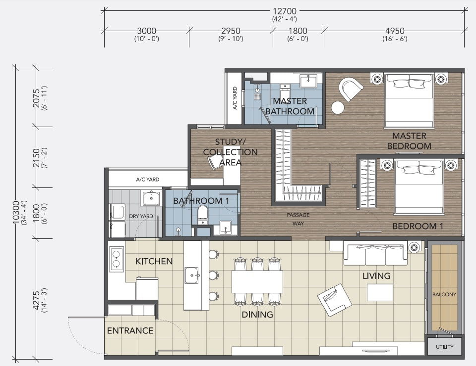 Q1 Type C layout floor and plan