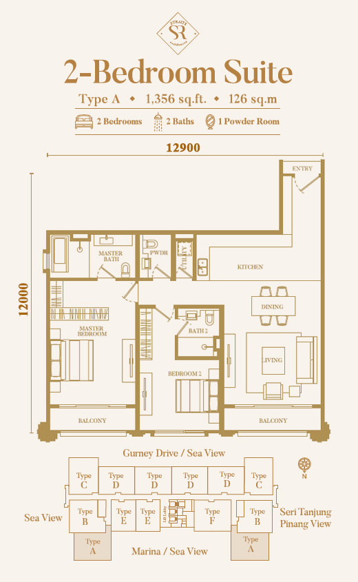 Type A - 2 bedroom suite