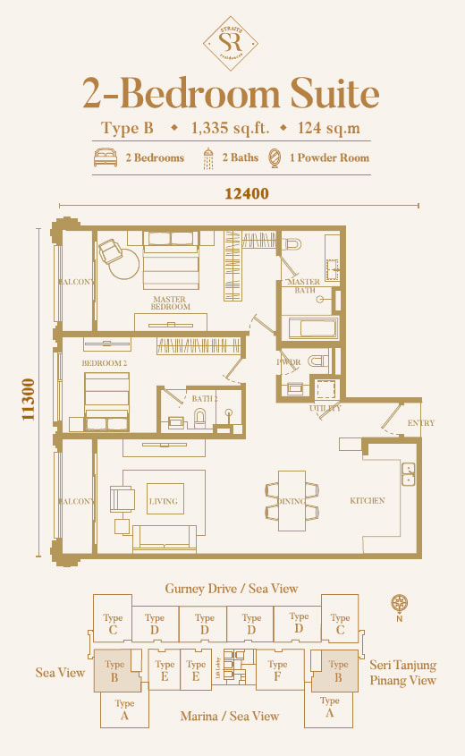 Type B - 2 bedroom suite