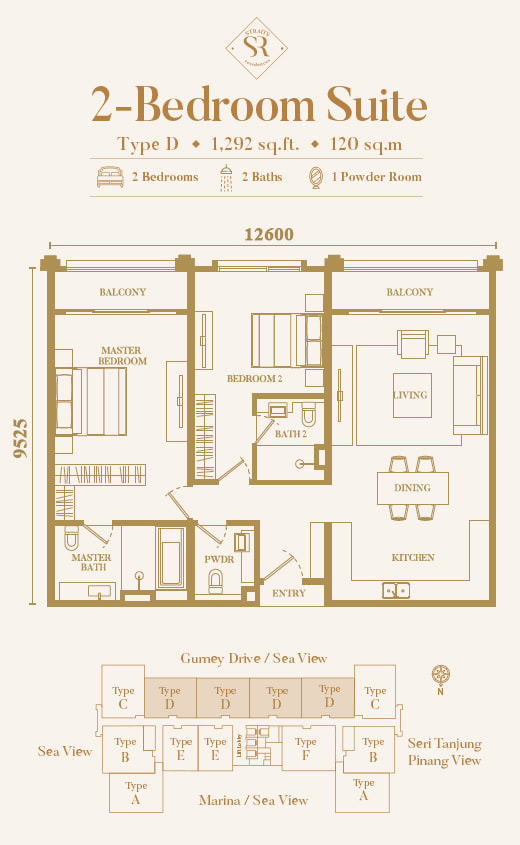 Type D - 2 bedroom suite
