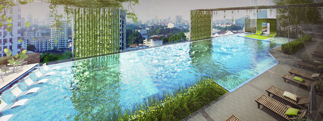 Infinity pool with city view