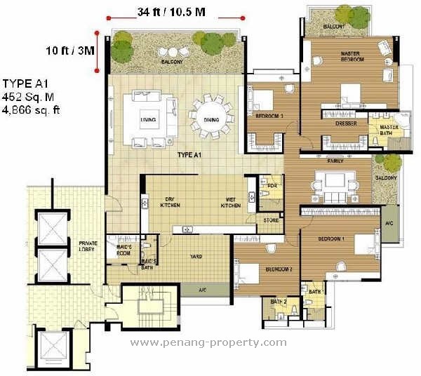 Type A floor plan layout