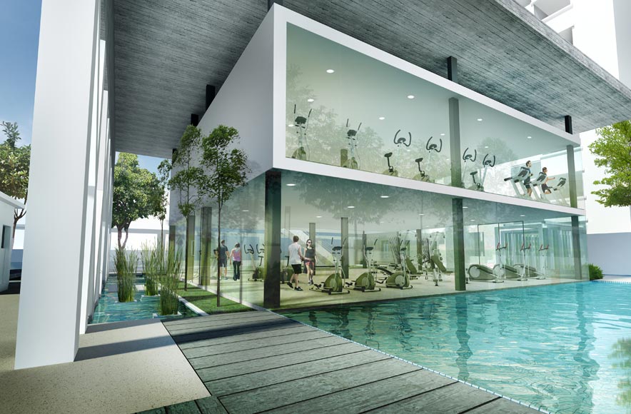 Gymnasium with ample natural lighting