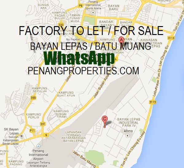Bayan Lepas factory wharehouse location map