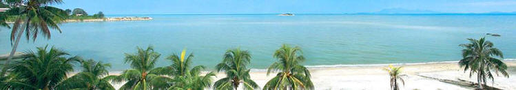 The beach in front