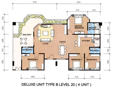 Type B floor plan and layout