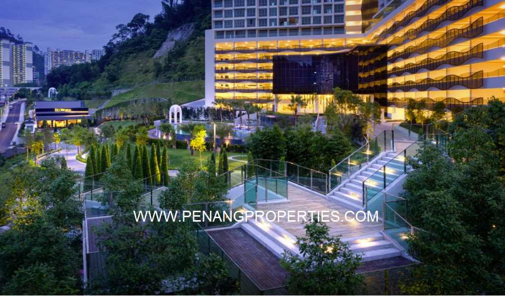 Nightfall view of Eco Terraces