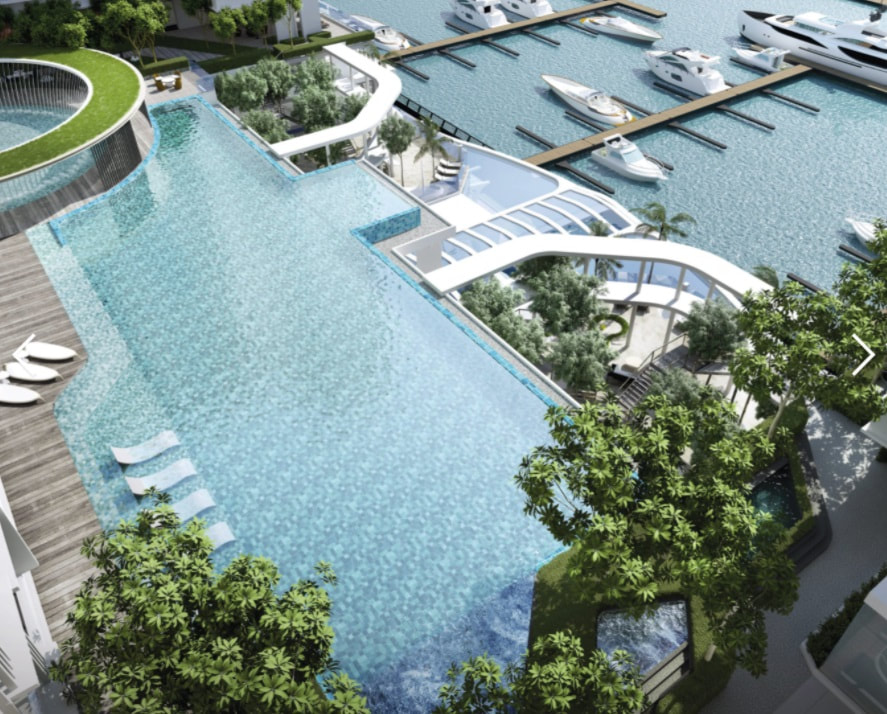 Pool facing waterfront.