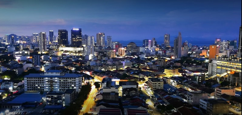 View at night from The Rise