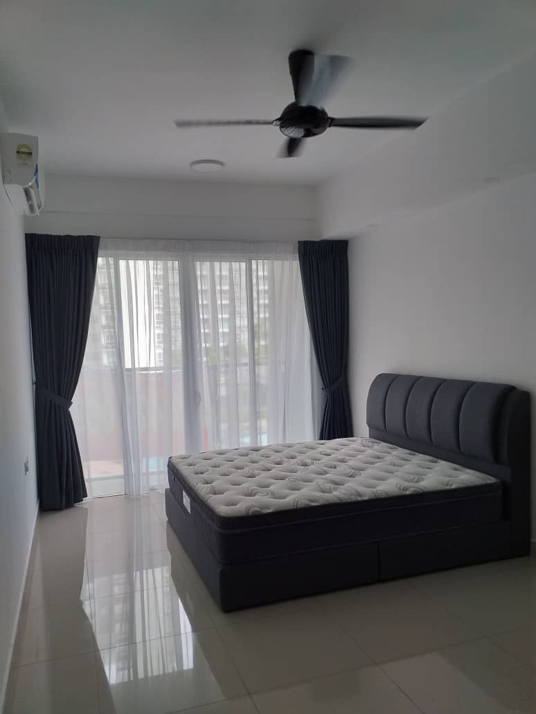 Bedroom with curtains