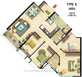 Type E floor plan